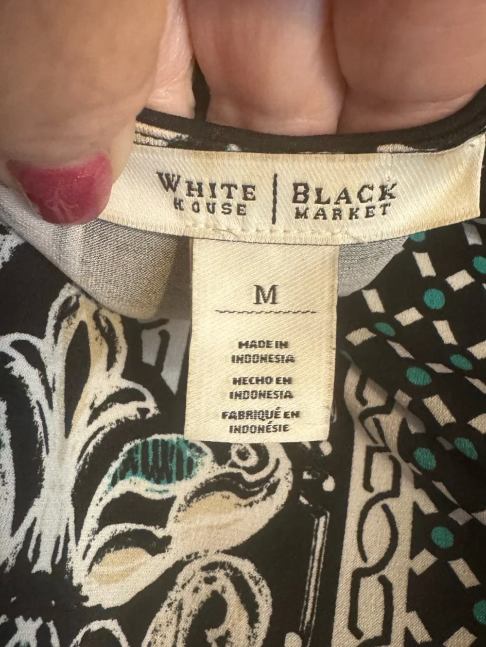White House Black Market Black & Teal Baroque Print Mini Dress MEDIUM    #CL - Picture 8 of 8